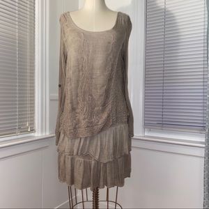 Made in Italy brown ruffle dress long sleeve